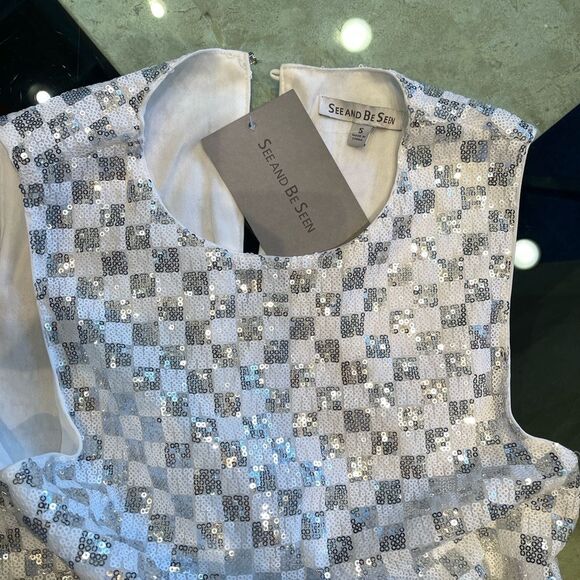 Chic Checkered Sleeveless Dress. Wear this to the Disco or to a Night Out. NWT S - Picture 9 of 10